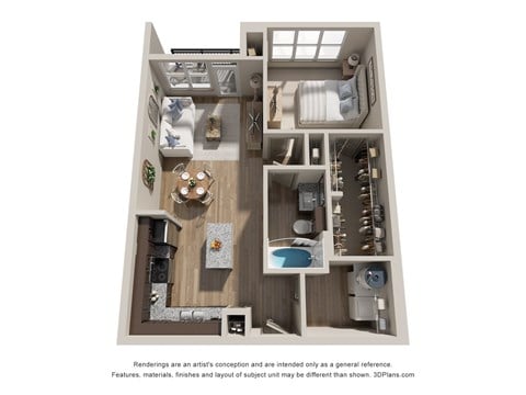 Floor plan for 1 bed, 1 bath, 784 sqft
